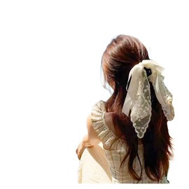 Lapimou Hair Clip, Barrette, Ballet Core, Hair Clip, Hair Accessory, Hair Accessory, Large Barrette, Ribbon, Tulle, Lace, Women's, Popular, Cute, Korean, Fashionable, Cute, Yukata Dress, Everyday Use