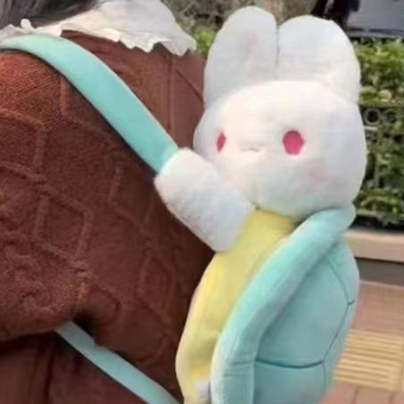 Rabbit Turtle Plush Backpack PP Cotton Short Plush Cartoon Perfect