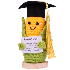 CoFuBcad 2025 Graduation Gift Emotional Support Cucumber Graduation Cap Gift, Cute Knitted Crochet Cucumber Doll with Doctoral Hat Toy with Room Decoration(A5)