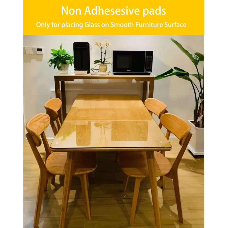 Glass Table Top Anti Slip Pad, Non-Adhesive Desk Rubber Spacer,