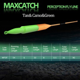 Maximucatch Special Design Perception Fly Line, with 2 Loops, Floating Fly Fishing Lines, 90/100ft in 4-8wt (WF5F)