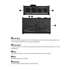 HUIOP Passive Monitor Controller,Passive Monitor Controller with XLR 3.5mm Inputs Outputs Supports Attenuation Control Mute Function, Black