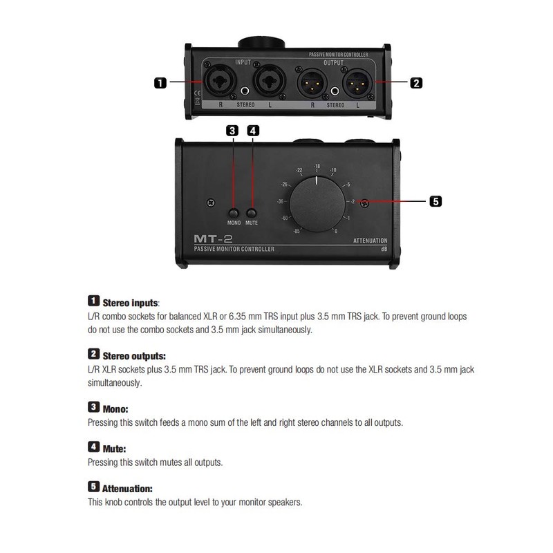HUIOP Passive Monitor Controller,Passive Monitor Controller with XLR 3.5mm Inputs