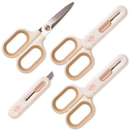 6" Kids Scissors, 3 Pack 2-in-1 Safety Scissors Blunt Tip with Box Cutter Cover, Toddler Scissors Stainless Steel Sharp Blades Comfort Grip Small Craft Scissors for Kids DIY, Arts, Home, School Use