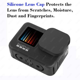 ULBTER Mini Storage Bag Case for GoPro Hero12 Hero11 Hero10 Hero9 Hero8 Black + GoPro Hero 12 11 10 9 8 Rubber Lens Cap Cover, Carrying Grey Box Accessory for Go pro [2+1 Pack]