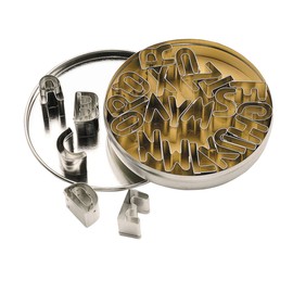 KitchenCraft KCLMCUTALPH Let's Make Alphabet Cookie Cutters, Metal, 26 Piece Set with Storage Tin, Silver