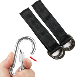 Tree Swing Hanging Straps Kit Short Straps 2 Pcs 9.84inches with Heavy Duty Safety Lock Carabiner Hooks for Swing Hammocks Yoga Seat Sandbags Gym Equipment Pulley System Perfect (Black)