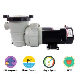 Rx Clear Dorado 2 HP Dual Port Pump | Above-Ground Swimming Pool Pump | 115V 12 Amps | See-Through Strainer Cover | Energy Efficient | Low Maintenance