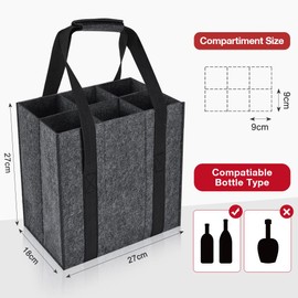 Eurhomewit Bottle Bag, gray, Bottle carrier bottle bag, felt bottle bag