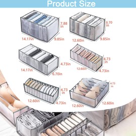 Abnaok 6 Pcs Clothes Storage Organiser for Wardrobe, Foldable Drawer Organiser Clothes for Jeans,Shirt,Legging,Panties,Sock,Bra