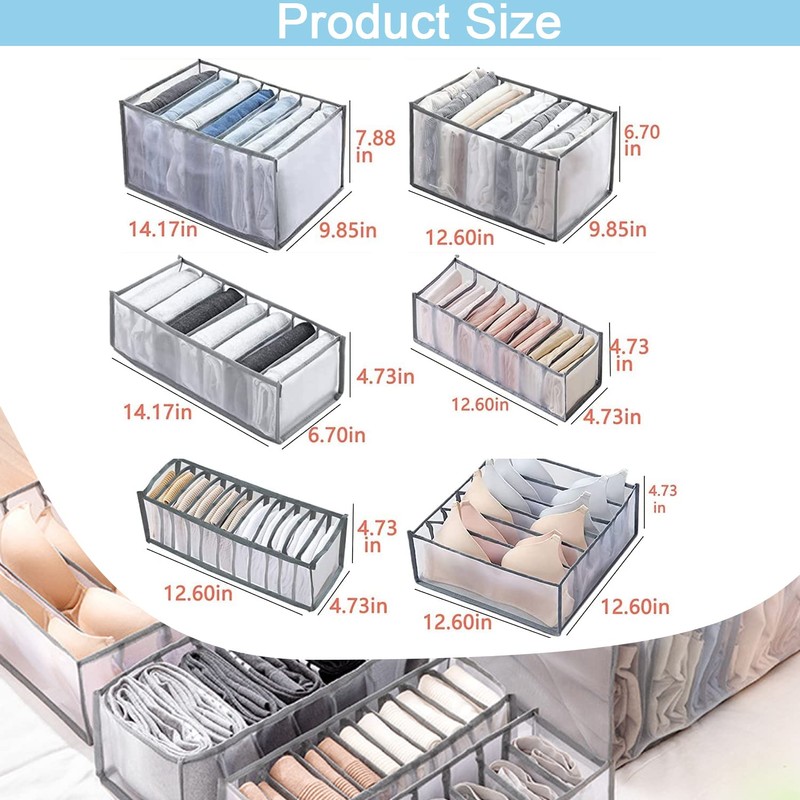 Abnaok 6 Pcs Clothes Storage Organiser for Wardrobe, Foldable Drawer