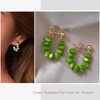 Stocking Stuffers Green Stone Hoop Earrings for Women Cat Eye