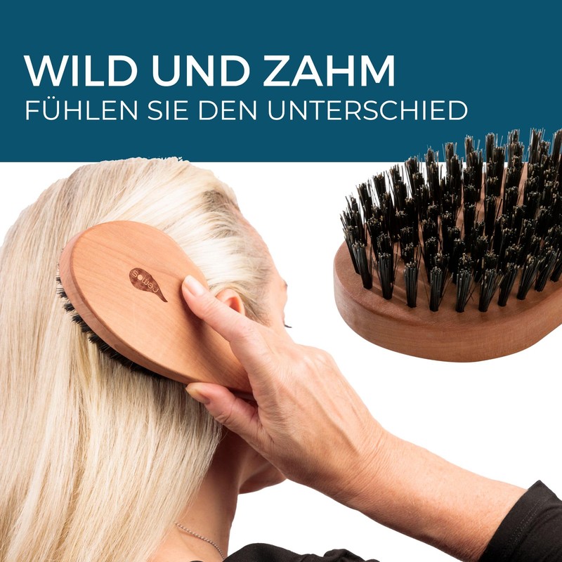 Remos natural hair brush made of 100% boar bristles with
