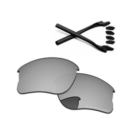 PapaViva Replacement Lenses & Rubber Kits for Oakley Half Jacket 2.0 XL OO9154 62mm Sunglass Chrome Silver Polarized