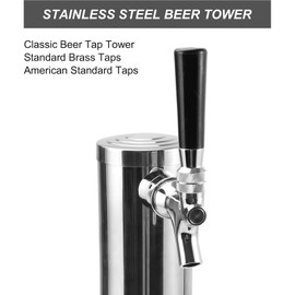 Ferroday Single Beer Tap Draft Beer Tower, Stainless Steel Kegerator Parts Kit with Brass Faucet Stainless Core Keg Tap, Preassembled Line Keg Tower, 3" Kegerator Tower for Countertop and Kegerator