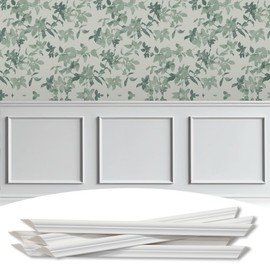 Lunghaa 3-Frame 24" x 24" Premade Accent Wall Molding Kit, Ready-to-Assemble Wainscoting Panels, Pre-Cut Chair Rail Moulding Trim Picture Frame for Home Décor