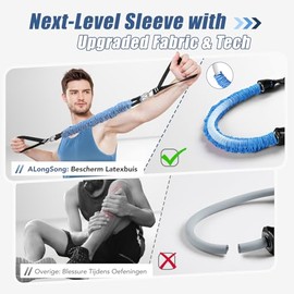ALongSong - Kit de barra de pilates mejorado con bandas de resistencia envuelto en tela de látex natural, equipo de ejercicio ajustable, multifunciona