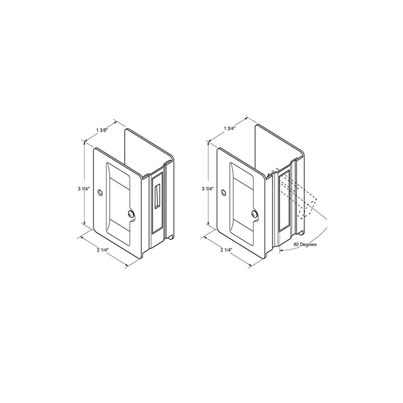 Deltana Sdar325u3 Heavy Duty Pocket Lock Adjutable Sliding Door Receiver,