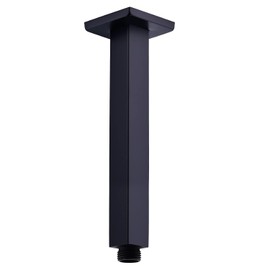Brazo de ducha con brida montado en el techo tubo de extensión cuadrado de 8 pulgadas para cabezal de ducha de lluvia, acero inoxidable sólido, negro mate