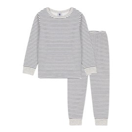Petit Bateau Boys Pyjamas, White Marshmallow / Blue Tuxedo