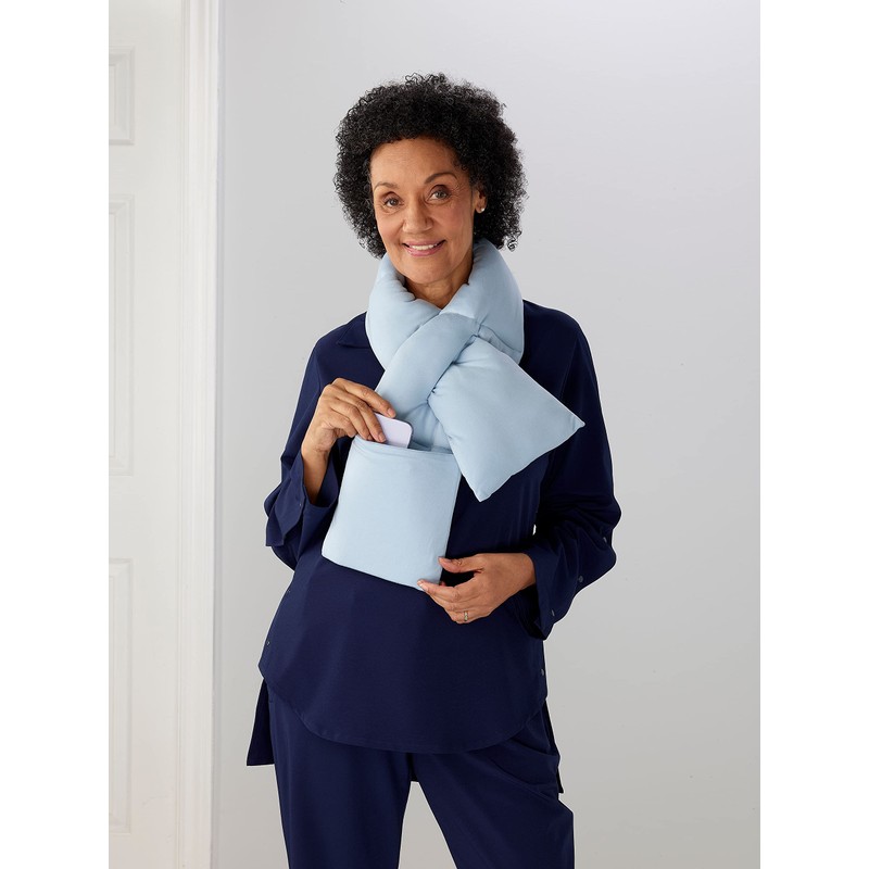 Bufanda acolchada adaptable posquirúrgica con bolsa para mujer, Azul (Sky