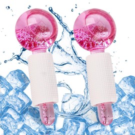 mizikuu Ice Globes für Gesicht, 2 Stück Facial Ice Globes für Gesicht, Hals & Augen, Eiskugeln für die Gesichtsmassage, Strafft Haut, Reduziert Schwellungen & Augenringe, Verbessert Durchblutung, Rosa