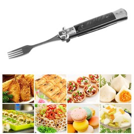 Camping Fork, Foldable Spork Portable Utensils Folding Spring Fork Ergonomic Handle 304 Stainless Steel Camping Utensils Pocket Size One Button Movement for Travel (Red) (Black)