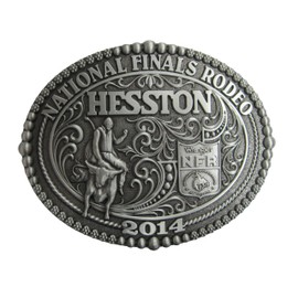 Hesston 2014 National Finals Rodeo Bull Rider Belt Buckle 4" x 3"