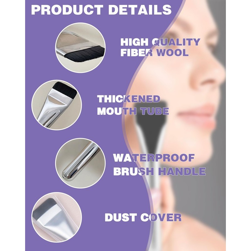 KEMUZ 3Pcs Ultra Thin Foundation Pinsel, Foundation Kosmetikpinsel, Foundation Pinsel