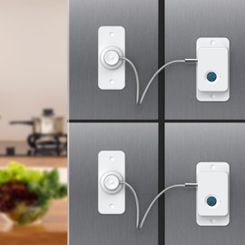 Larimuer Fingerprint Safety Lock - Child Lock & Pet Safe for Drawers, Cupboards, Ovens, Toilets | Intelligent Biometry & USB Key | Quick Unlock (2, White)