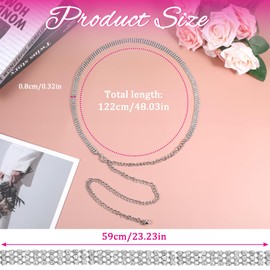 Silver Belly Chain, Body Chain for Women, Rhinestone Belt Chain, Adjustable Silver Waist Chains for Summer Beach Outfits