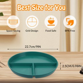 GOTRUST Divided Dinner Plate Sets, 4 Pieces Unbreakable Plates with Diets, Split Dinner Plates Made of Premium PP, BPA-Free for Children, Adults