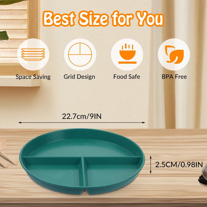 GOTRUST Divided Dinner Plate Sets, 4 Pieces Unbreakable Plates with