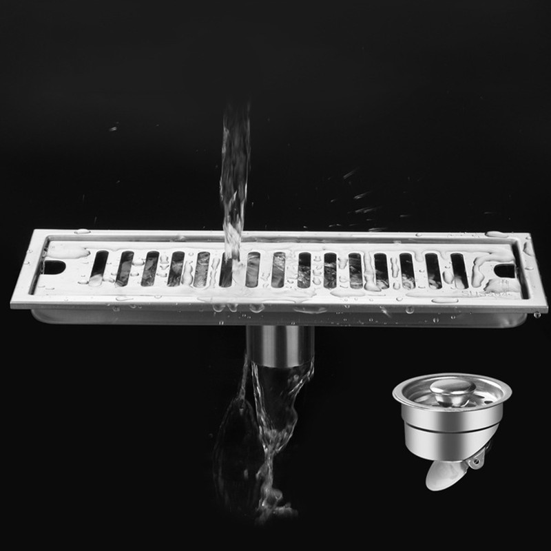 Shower Drain Long Stainless Steel Deodorant Removable Floor Drain for