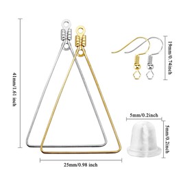 YaeYur 240PCS Triangle Earring Beading Hoop Set for Jewelry Making - 100PCS Earring Hooks & Backs (K Gold, White K)