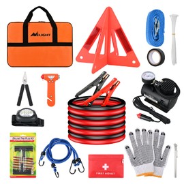 Nilight Car Emergency Kit with Jumper Cable Air Compressor and Tire Repair Essential Tools,Roadside Safety Assistance for Travel Camping Outdoor Cars Truck SUV RV