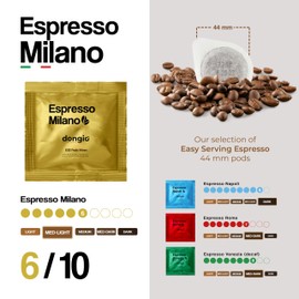Dongiò Caffè Espresso Milano - 150 Easy Serving Espresso Pods (ESE 44mm) – Med-Light Roast Coffee (Intensity 6/10) - Roasted and Blended in Italy