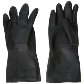 Polyco 517 Maxima Heavy Duty Flock Lined Natural Rubber Gloves - Extra Large - 1 Pair, Black