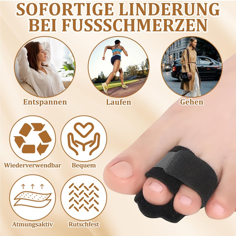 Pack of 2 Black Hammer Toe Splint with Aluminium Plates,