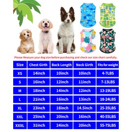 PET SHOW 4 Pack Dog Hawaiian Shirts for Small Doggies UPF 50+ UV Sun Protection Summer Cool Clothes Tank Top Floral Puppy Kitten Cats T-Shirts Pet Holiday Party Sleeveless Vest Boy Girl(X-Small)