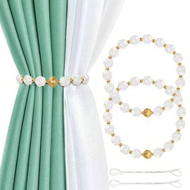 Magnetic Curtain Tiebacks 2 Pack Rose Curtain Tie Backs Modern Curtain Holdbacks Curtains Holder with Double Elastic Cord for Thin or Thick Home Hotel Office Curtains Decorative