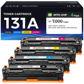caink 131A Toner Cartridge 4-Pack Black Cyan Yellow Magenta with Chip High Yield Replacement for HP 131A 131X Toner Compatible for HP LaserJet Pro 200 Color MFP M276nw M276n M251nw M251n Printer