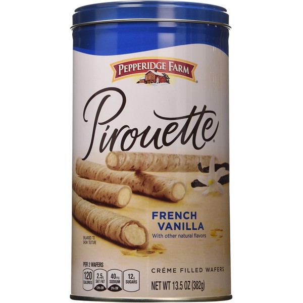 Pepperidge Farm Crème Filled Pirouette Rolled Wafers, French Vanilla, 13.5-ounce can