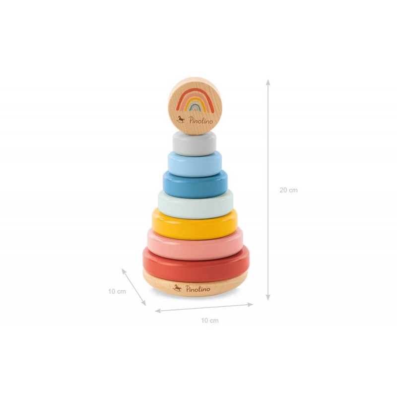 PINOLINO Rainbow Stacking Tower Ruby Wooden Motor Skills Classic Colourful