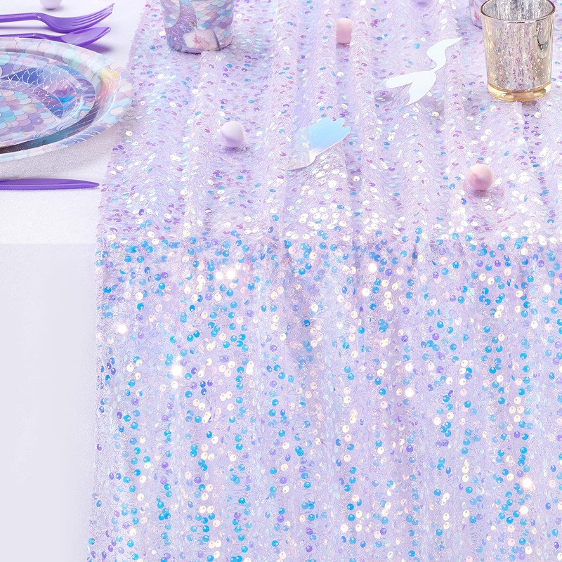 Sequin Iridescent Table Runner 25x120 Inches Purple Table Runners Sparkly