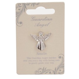Auntie Guardian Angel Silver Coloured Angel Pin With Gem Stone Sentimental Gift Idea