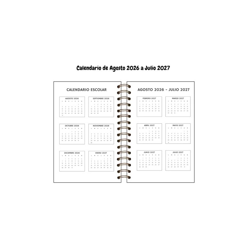 Agenda Escolar Diaria 2026 -2027 Personalizada Pasta Dura 39