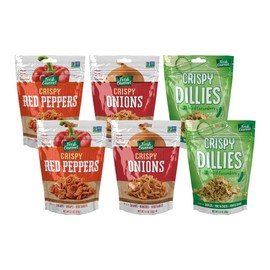 Fresh Gourmet Variety, 2 Fresh Gourmet Lightly Salted Crispy Onions, 3.5 OZ, 2 Fresh Gourmet Crispy Red Peppers, 3.5 OZ, 2 Fresh Gourmet Crispy Dillies, Pickle Flavored, 3.5 OZ, 1 CT