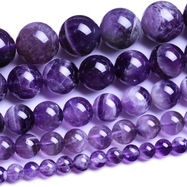 Natural Round Amethyst Agate Loose Stone Beads Bulk for Jewelry