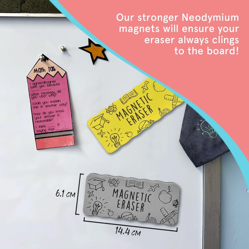Smith’s® Large Magnetic Whiteboard Eraser | Extra-Strong Neodymium Magnet |